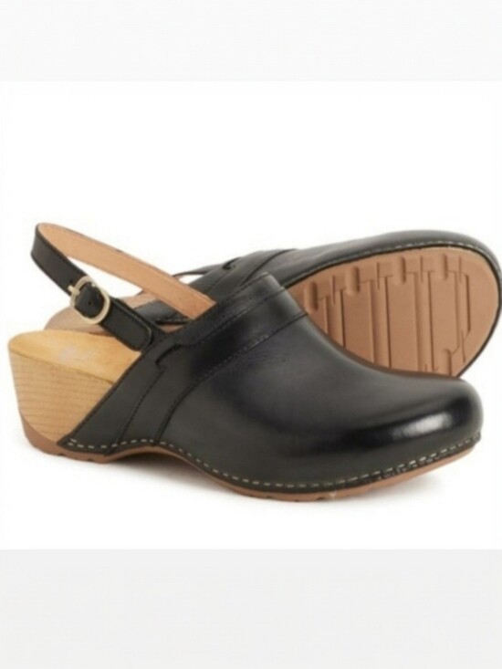 Dansko Shoes - Dansko Tammy Slingback Clogs Leather & Wood, Stapled Construction